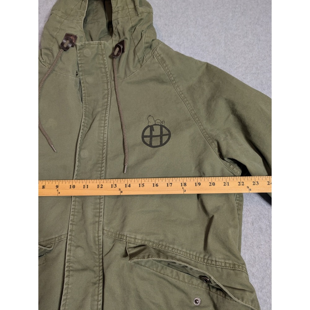 HUF x Peanuts Snoopy Fishtail Parka Jacket Olive Green Mens Large - Picture 4 of 16